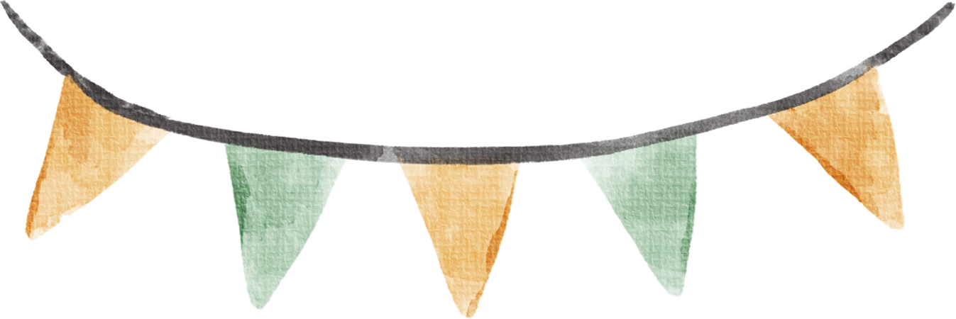 Watercolor Cute Bunting Flags